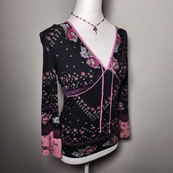 Betsey Johnson HTF Ultra Rare Vintage Whimsigoth Fairycore Longsleeve Top S - Picture 2 of 9